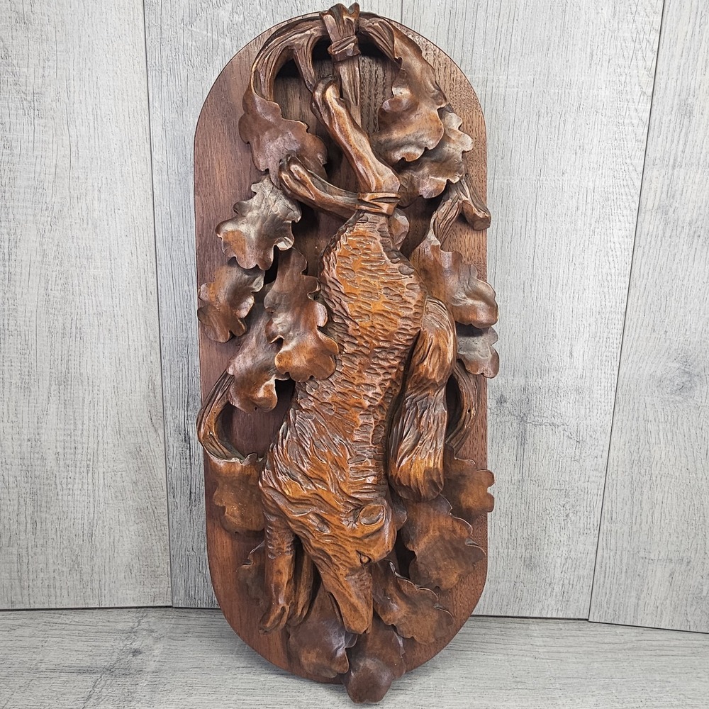 Wow Vtg Black Forest Wall Plaque Hunting Fox Trophy 21.5" X 9.25"